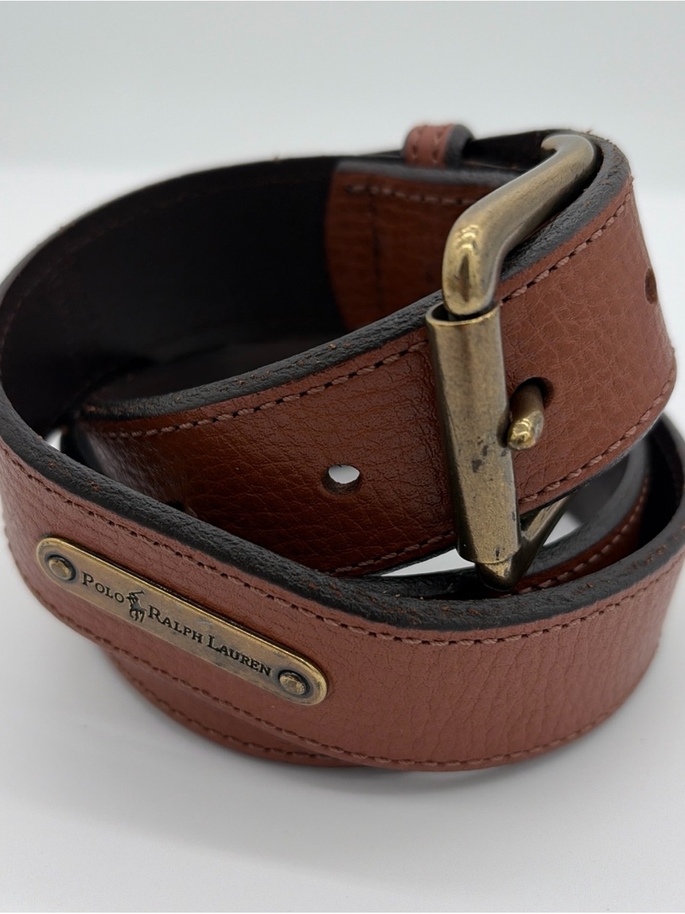 POLO RALPH LAUREN Brown Casual Belt Leather Sz 34 Preppy Grandpa